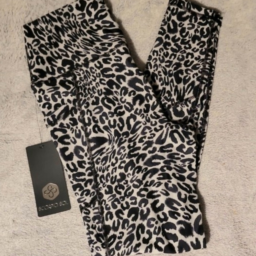 Scorpio Sol Women's Black and White Leopard Print Pants